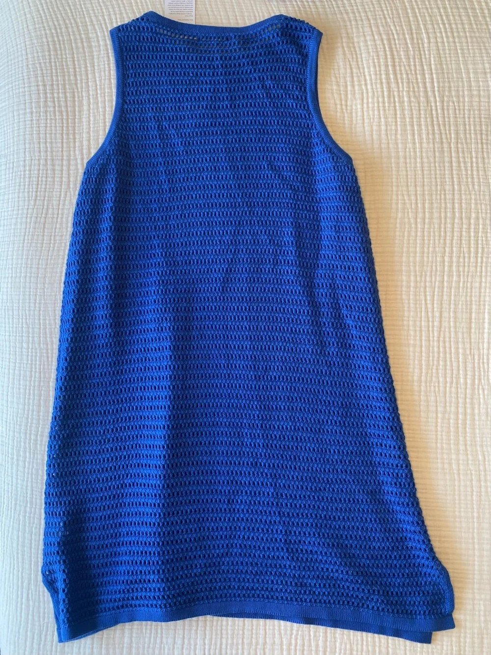 PrettyGarden NWT Cobalt Blue Crochet Knit Sleeveless Sweater Dress Cover Up Lg